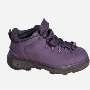 Burberry Women'sPurple Aubergine Lace-Up Leather Trek Ankle Boots, Brand Size 39